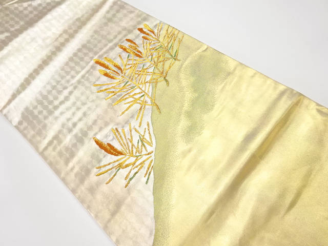 リサイクル　四次元箔　若松模様織り出し名古屋帯